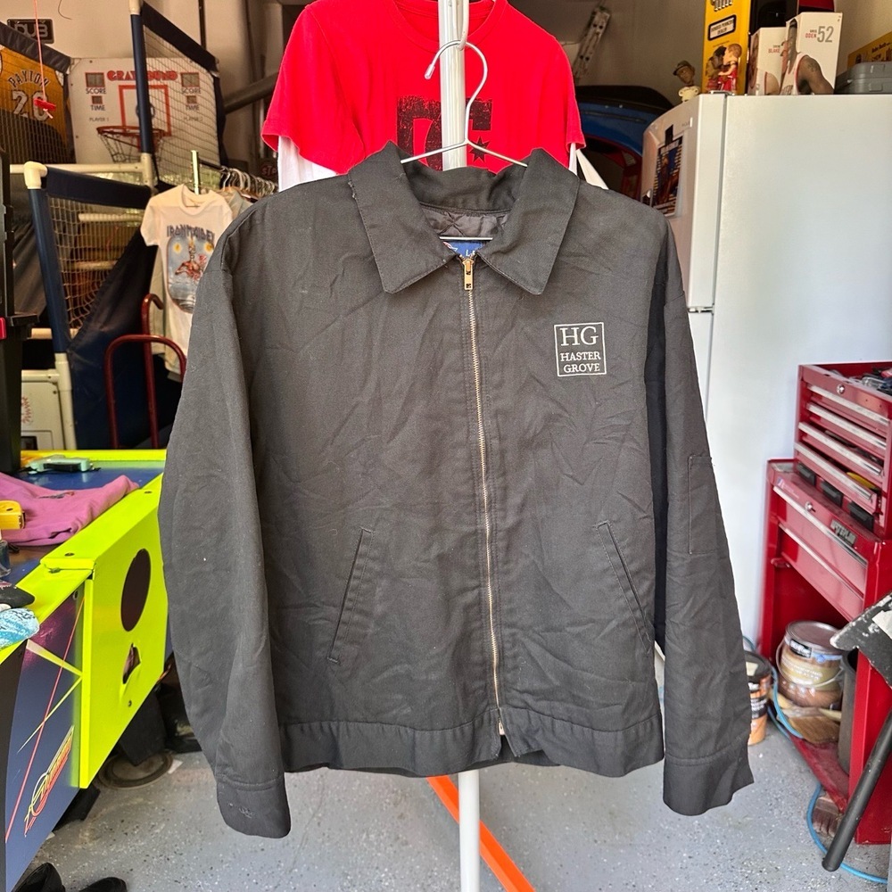 Dickies Black Detroit Style ZipUp Haster Grove Logo Collared Bomber Jacket Large - Picture 1 of 5